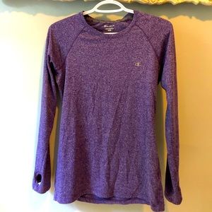 Long sleeved purple gym shirt. Brand: Champion.